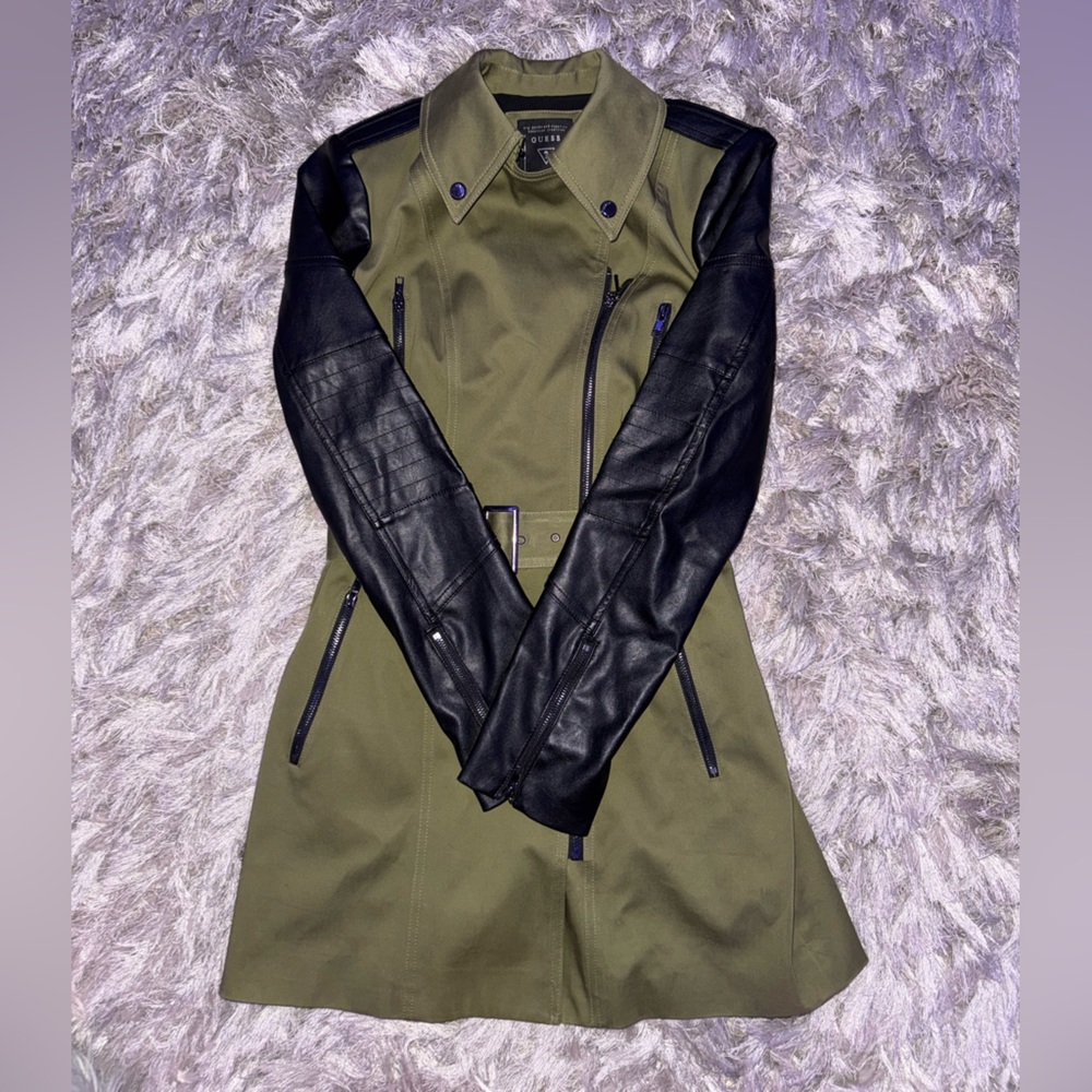 Guess Women’s Green and Black Trench Coat - Picture 2 of 5